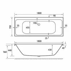 Beaufort Malin 1800 X 700 Beauforte Reinforced Double Ended Bath -Lumibath Shop malin de 1800x700 1