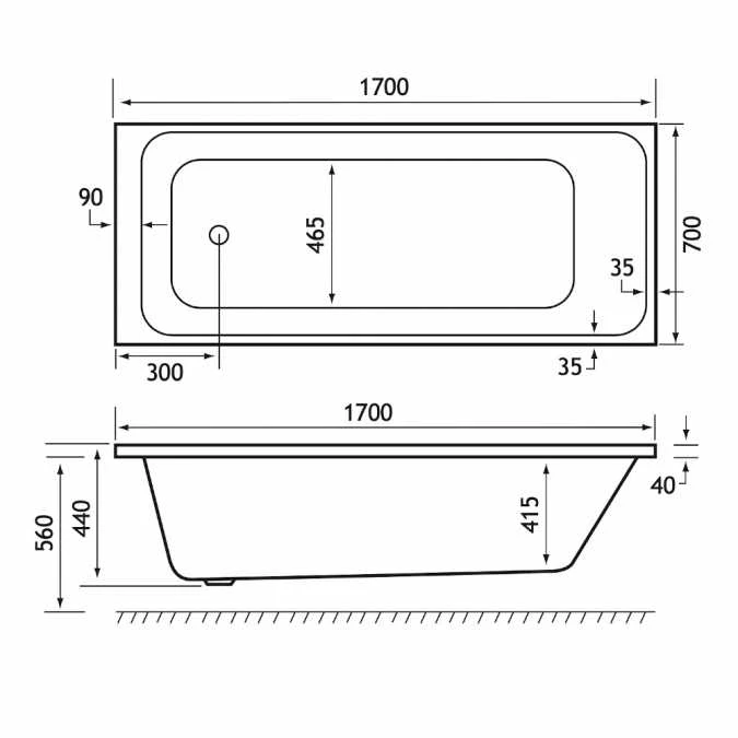 Beaufort Malin 1700 X 700 Single Ended Bath 3 Beaufort Malin 1700 X 700 Single Ended Bath - Image 3