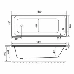 Beaufort Malin 1800 X 700 Single Ended Bath -Lumibath Shop malin se 1800x700 tech