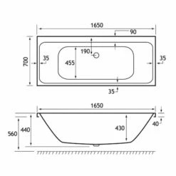 Beaufort Malin 1650 X 700 Double Ended Bath -Lumibath Shop mlin de 1650x700 tech