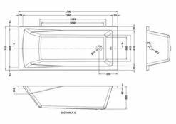 Linton Square 1700 X 750mm Single Ended Bath -Lumibath Shop nba410 baths v3 ld