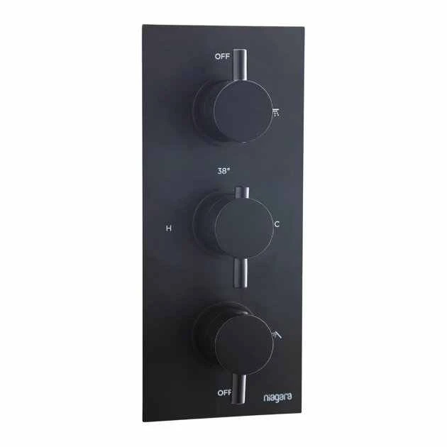 Niagara Equate Round Matt Black Triple Concealed Shower Valve 1 Niagara Equate Round Matt Black Triple Concealed Shower Valve