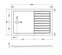 Nuie 1400 X 900 Walk-in Shower Tray - FREE Waste 6 Nuie 1400 X 900 Walk-in Shower Tray - FREE Waste -Lumibath Shop ntp1490spec