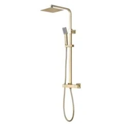 Orkney Series 2 Brushed Brass Square Dual Head Shower Kit - Highlife Bathrooms