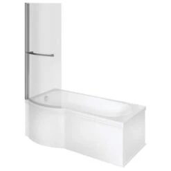Overberg DOUBLECAST 1700 X 850mm P Shape Shower Bath Pack