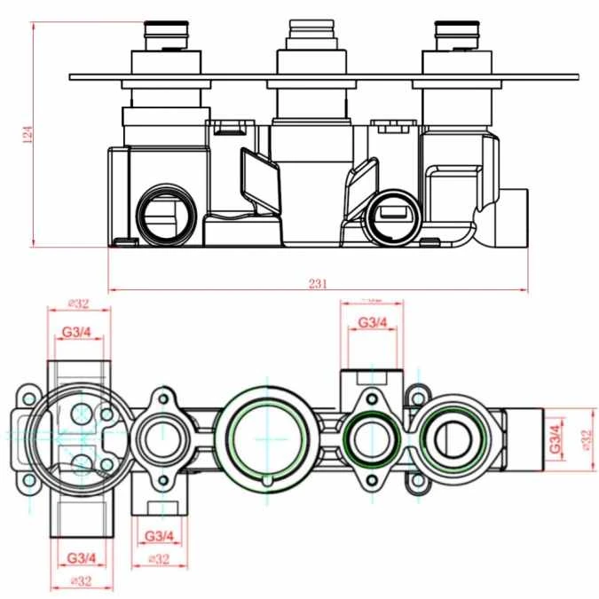 Sagittarius Oveta Concealed Thermostatic Valve 3 Way Diverter 2 Sagittarius Oveta Concealed Thermostatic Valve 3 Way Diverter - Image 2