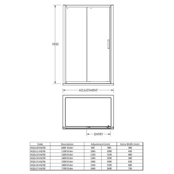 Nuie Pacific 1400mm Sliding Shower Door 2 Nuie Pacific 1400mm Sliding Shower Door - Image 2