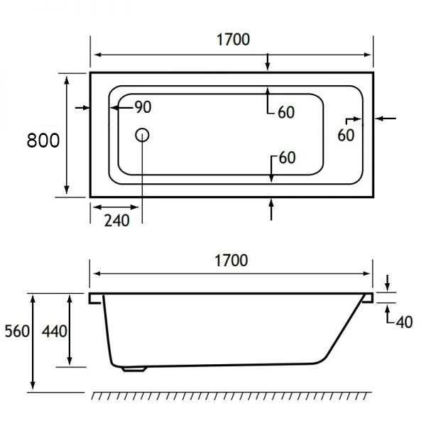 Beaufort Portland 1700 X 800 Beauforte Reinforced Bath 3 Beaufort Portland 1700 X 800 Beauforte Reinforced Bath - Image 3