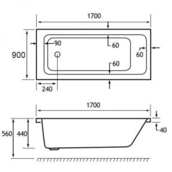 Beaufort Portland 1700 X 900 Single Ended Bath -Lumibath Shop portland 1700x900 tech