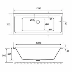 Beaufort Portland 1700 X 700 Beauforte Reinforced Double Ended Bath -Lumibath Shop portland de 1700x700 tech 1