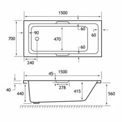 Beaufort Portland 1500 X 700 Beauforte Reinforced Bath With Grips -Lumibath Shop portland se tg 1500x700 tech 1