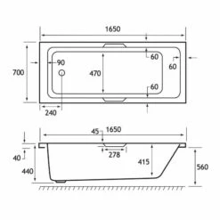 Beaufort Portland 1650 X 700 Single Ended Bath With Grips -Lumibath Shop portland se tg 1650x700 tech