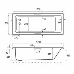 Beaufort Portland 1700 X 700 Single Ended Bath With Grips -Lumibath Shop portland se tg 1700x700 tech