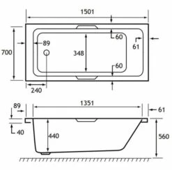 Beaufort Portland 1500 X 700 Beauforte Reinforced Bath With Grips -Lumibath Shop portland tech