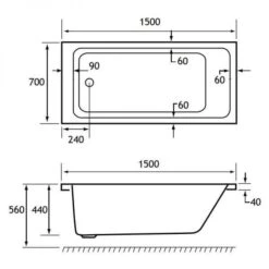 Beaufort Portland 1500 X 700 Single Ended Bath 5 Beaufort Portland 1500 X 700 Single Ended Bath -Lumibath Shop portland 1500x700 tech 1