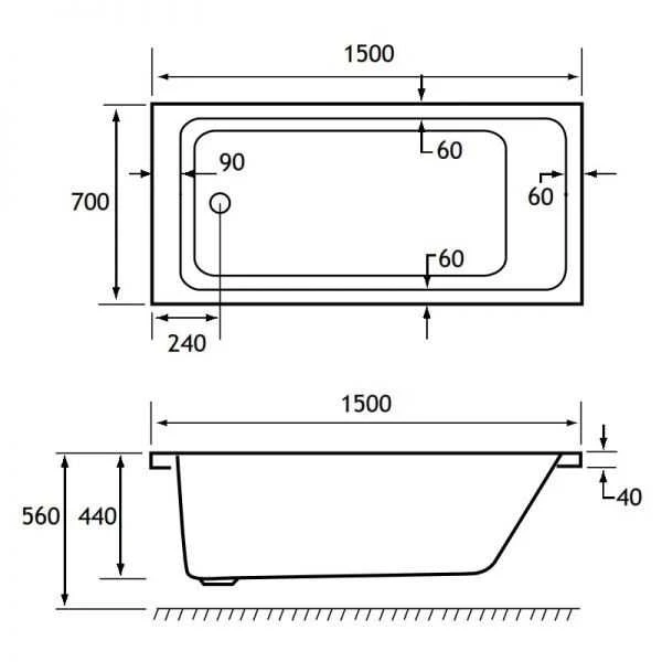 Beaufort Portland 1500 X 700 Single Ended Bath 3 Beaufort Portland 1500 X 700 Single Ended Bath - Image 3