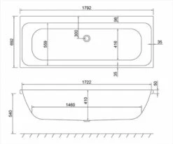 Carron Profile Duo 1800 X 700 Double Ended Bath - Carronite -Lumibath Shop profile de 1800x700 technical 1