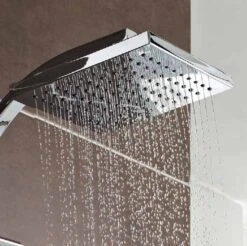 Pure Thermostatic Concealed Shower Valve With Fixed Rain Head & Riser Rail - Kartell UK -Lumibath Shop pure rain head 1