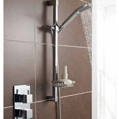 Pure Thermostatic Concealed Shower Valve With Fixed Rain Head & Riser Rail - Kartell UK -Lumibath Shop pure riser rail valve 1