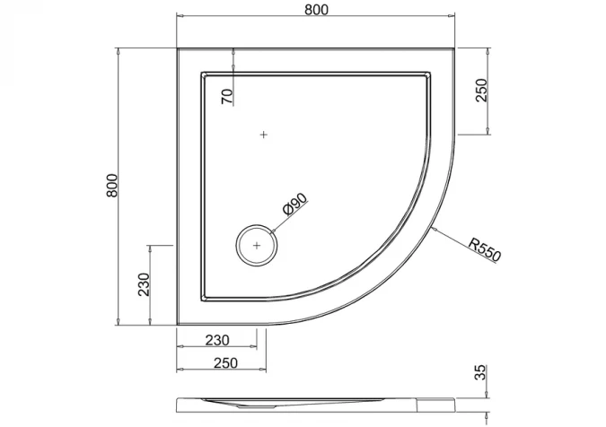 Zamori Quadrant Shower Tray - 800 X 800 - Z1192 2 Zamori Quadrant Shower Tray - 800 X 800 - Z1192 - Image 2