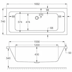 Carron Quantum Duo 1700 X 750 Double Ended Bath - 5mm -Lumibath Shop quantum duo 750 technical