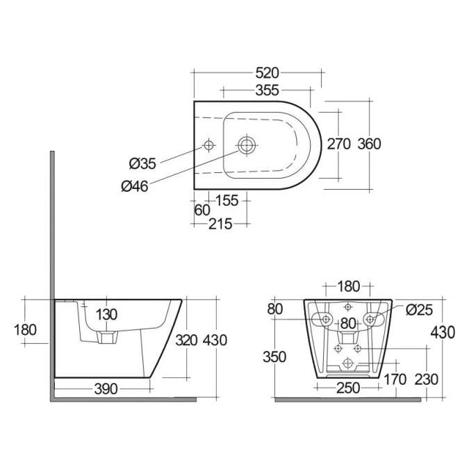RAK Resort Wall Hung Bidet 2 RAK Resort Wall Hung Bidet - Image 2