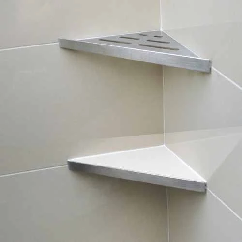 Genesis Brushed Steel Stainless Steel Reversible Shower Shelf - Tile-able 2 Genesis Brushed Steel Stainless Steel Reversible Shower Shelf - Tile-able - Image 2