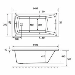 Beaufort Rockall 1400 X 700 Single Ended Bath -Lumibath Shop rockall se 1400x700 tech