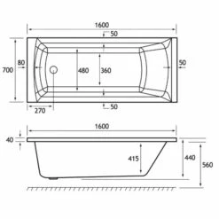 Beaufort Rockall 1600 X 700 Single Ended Bath -Lumibath Shop rockall se 1600x700 tech