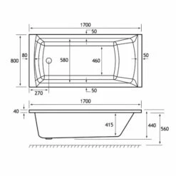 Beaufort Rockall 1700 X 800 Beauforte Reinforced Bath -Lumibath Shop rockall se 1700x800 tech 1