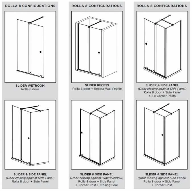 Rolla 8 1600mm Frameless Sliding Door Corner Enclosure 5 Rolla 8 1600mm Frameless Sliding Door Corner Enclosure - Image 5