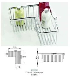 Roman L Shaped Corner Chrome Shower Basket - RSB04 -Lumibath Shop rsb04 tech rd