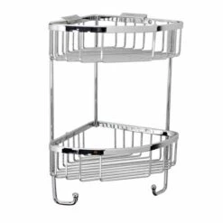 Roman Double Corner Shower Basket With Hook- RSB05 - Chrome