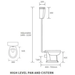 Shetland High Level Toilet & Standard Soft Close Seat -Lumibath Shop shetland high level wc standard seat tech