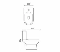 Space Semi-Rimless Short Projection Open Back Toilet Inc Soft Close Seat -Lumibath Shop space spec 1