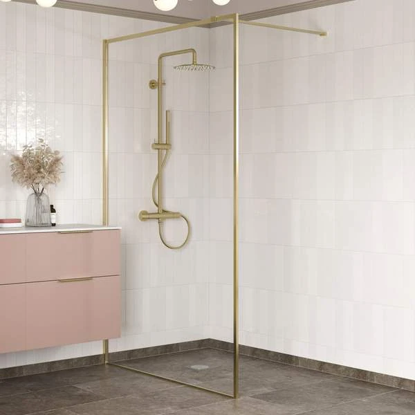 Supreme Brushed Brass Profile Wetroom Panel - 900mm 3 Supreme Brushed Brass Profile Wetroom Panel - 900mm - Image 3