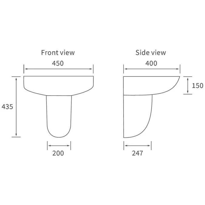 Termond 450x400mm 1TH Basin & Semi Pedestal 2 Termond 450x400mm 1TH Basin & Semi Pedestal - Image 2