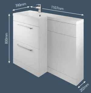 The White Space L Shaped Basin & Toilet Combination Unit - White 2 The White Space L Shaped Basin & Toilet Combination Unit - White - Image 2
