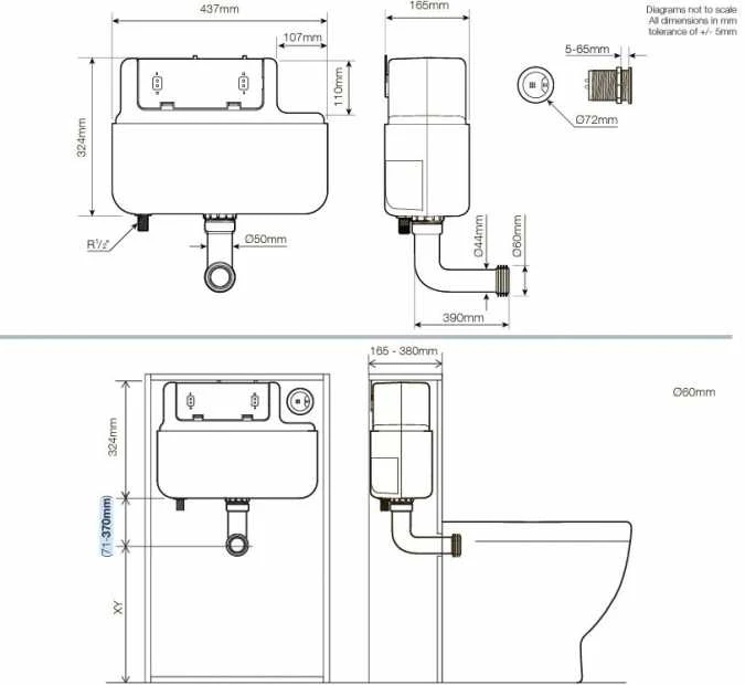 Torrent Comfort Height Concealed Cistern - Dual Flush - Bottom Inlet - Vortex TR9008 3 Torrent Comfort Height Concealed Cistern - Dual Flush - Bottom Inlet - Vortex TR9008 - Image 3