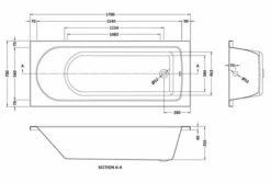 Barmby 1700 X 700mm Single Ended Bath 5 Barmby 1700 X 700mm Single Ended Bath -Lumibath Shop ultra barnby bath tech drawing 1700mm