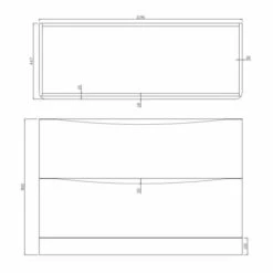 Bella 1200 Floor Cabinet In White - Scudo -Lumibath Shop wBella 1200 Line Drawing