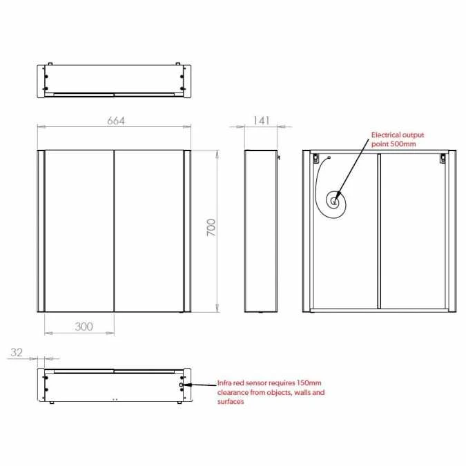 HiB Paragon 60 LED Bathroom Mirror Cabinet - 51900 3 HiB Paragon 60 LED Bathroom Mirror Cabinet - 51900 - Image 3