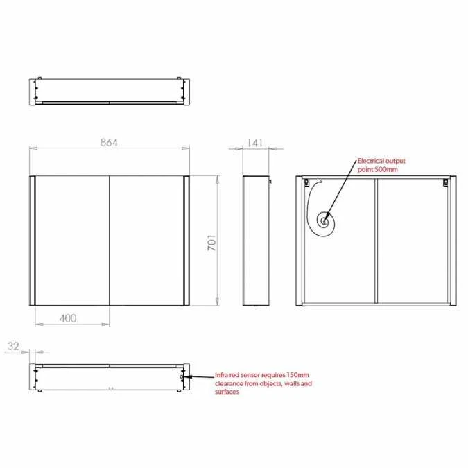 HiB Paragon 80 LED Bathroom Mirror Cabinet - 52000 3 HiB Paragon 80 LED Bathroom Mirror Cabinet - 52000 - Image 3