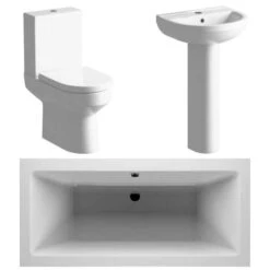 Whistle Bathroom Suite, Basin, Toilet & 1700mm Double Ended Bath