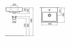 The White Space Wall Hung Vanity Unit - 450mm Dark Indigo Blue 7 The White Space Wall Hung Vanity Unit - 450mm Dark Indigo Blue -Lumibath Shop whitespace scene 450 basin spec