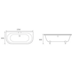 York Traditional 1700mm Back To Wall Freestanding Bath -Lumibath Shop york tech