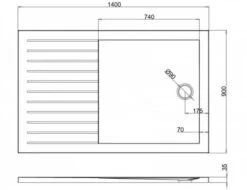 Zamori Anti-Slip Walk-In Rectangular Shower Tray 1400 X 900mm Central Waste - Z1186A -Lumibath Shop zamori 1400 900 Walk in anti slip shower tray tech drawing z1186a