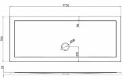 Zamori Anti-Slip Rectangular Shower Tray - 1700 X 700 - Central Waste - Z1183A -Lumibath Shop zamori 1700 700 anti slip shower tray tech drawing