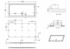 Zamori Anti-Slip Rectangular Shower Tray - 1800 X 900 - Central Waste - Z1245A -Lumibath Shop zamori 1800 900 anti slip shower tray tech drawing